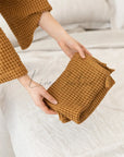 Amber waffle linen towel