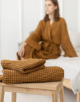 Amber waffle linen towel