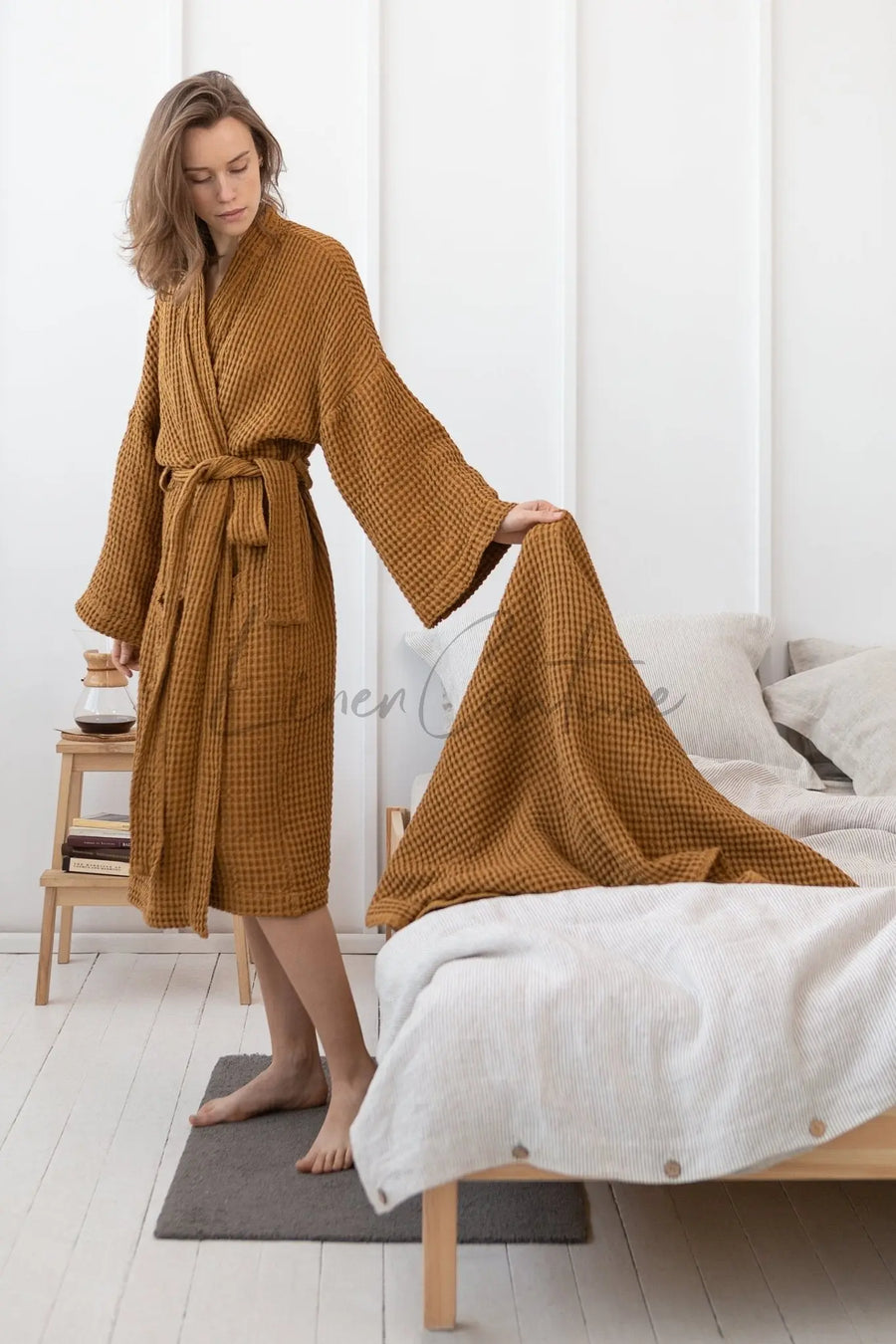 Amber waffle linen towel