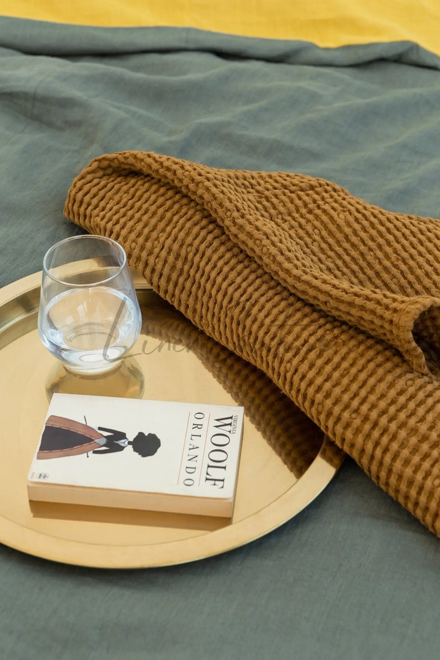 Amber waffle linen towel