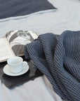 Asphalt Grey linen waffle towel