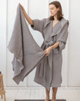 Asphalt Grey linen waffle towel