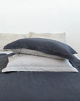 Asphalt and Light Grey double sided linen bedding set, two tones