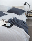 Asphalt and Light Grey double sided linen bedding set, two tones