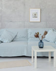 Baby Blue linen couch cover