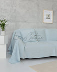 Baby Blue linen couch cover