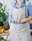 Reversible double cloth Linen Apron with PocketsLinen Couture