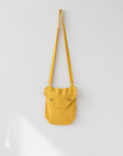 Honey Linen Shoulder Bag with Coconut Buttons and Adjustable Strap - Linen Couture Boutique