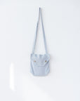 Ice Blue Linen Shoulder Bag with Coconut Buttons and Adjustable Strap - Linen Couture Boutique