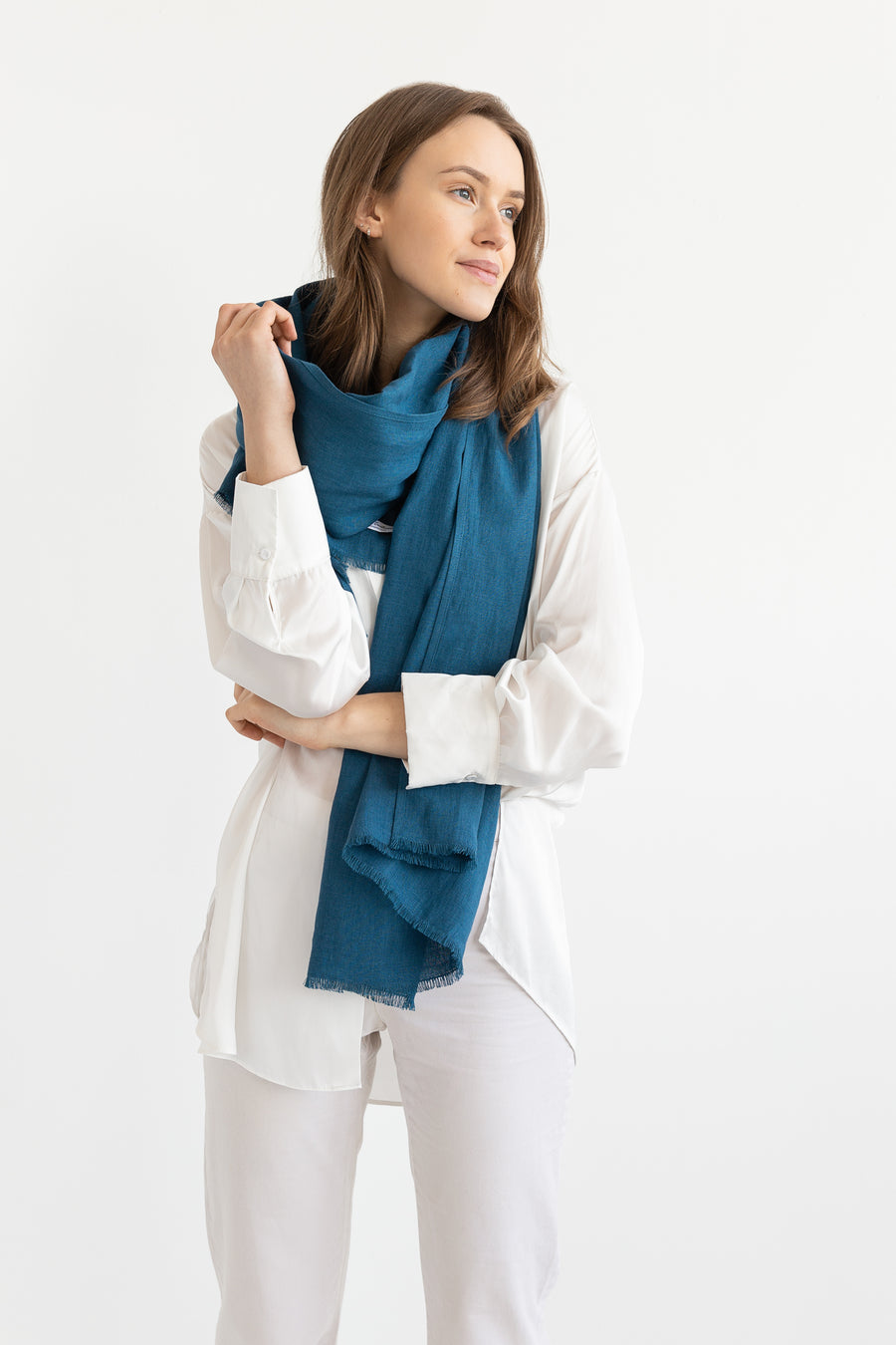 Dark Sea Blue scarf - Linen Couture Boutique