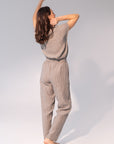 Striped Dark Grey linen / Natural Linen Pajama set / Linen loungewear / Linen sleepwearLinen Couture