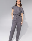 Striped Dark Grey linen / Natural Linen Pajama set / Linen loungewear / Linen sleepwearLinen Couture