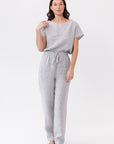 Cloudy Grey Stripe linen / Natural Linen Pajama set / Linen loungewear / Linen sleepwearLinen Couture