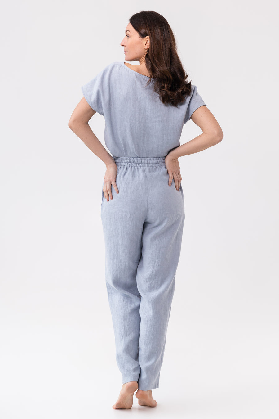 Cloudy Grey Stripe linen / Natural Linen Pajama set / Linen loungewear / Linen sleepwearLinen Couture