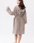 Natural linen waffle robe with hoodieLinen Couture