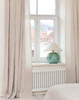 Extra Wide Natural Light Linen Curtain Panel with heading tapeLinen Couture