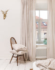 Extra Wide Natural Light Linen Curtain Panel with heading tapeLinen Couture