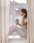 Extra Wide White Linen Curtain Panel with Tab TopLinen Couture