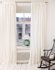 Extra Wide White Linen Curtain Panel with Tab TopLinen Couture