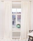 Extra Wide White Linen Curtain Panel with Tab TopLinen Couture