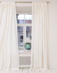 Extra Wide White Linen Curtain Panel with Tab TopLinen Couture