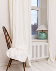 Extra Wide White Linen Curtain Panel with Tab TopLinen Couture