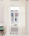 Extra Wide White Linen Curtain Panel with Tab TopLinen Couture