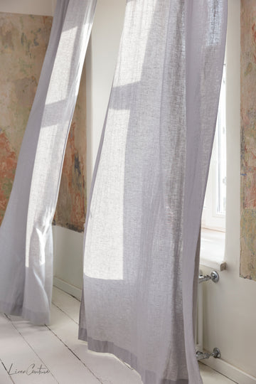 Light Grey linen curtain with multifunctional heading tape - Linen Couture Boutique