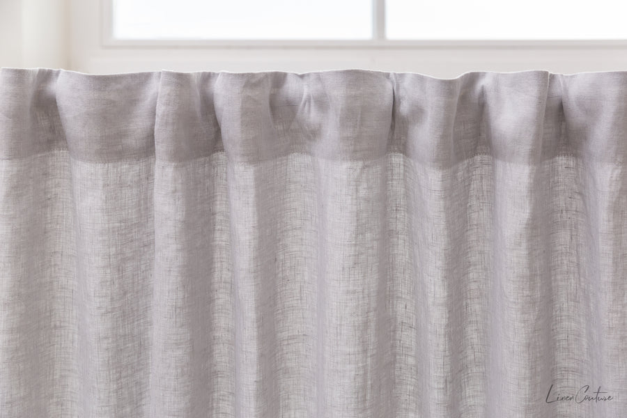 Light Grey linen curtain with multifunctional heading tapeLinen Couture