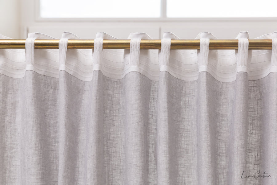 Light Grey linen curtain with multifunctional heading tapeLinen Couture