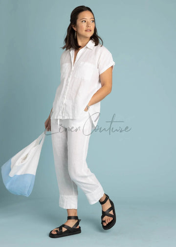 Marina Pant - Linen Creme WhiteLinen Couture