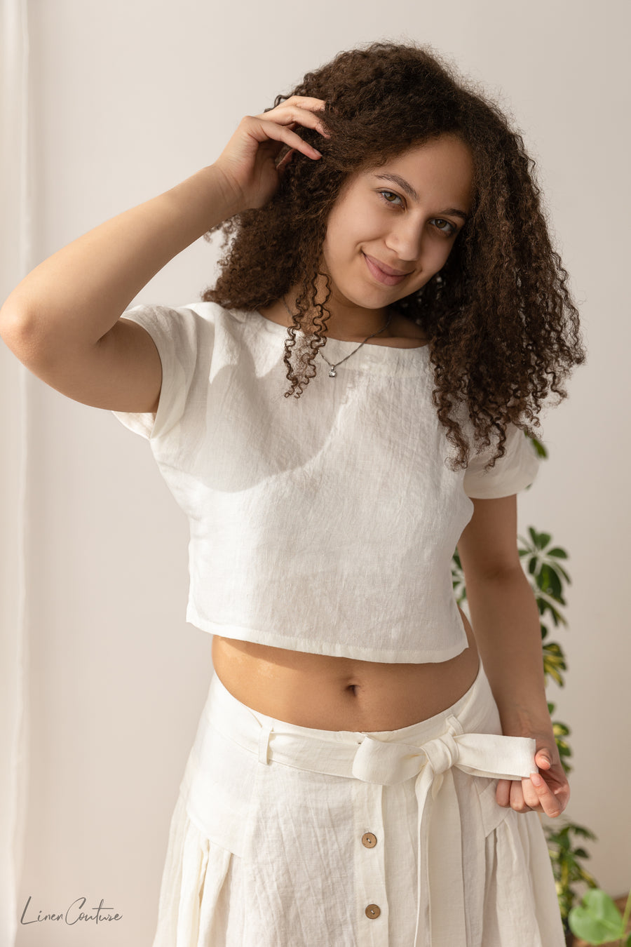 Taormina Set | Linen Crop Top and Flared Midi SkirtLinen Couture