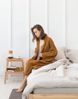 Amber linen waffle robe - Linen Couture