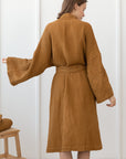 Amber linen waffle robe - Linen Couture