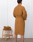 Amber linen waffle robe - Linen Couture