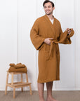 Amber linen waffle robe - Linen Couture