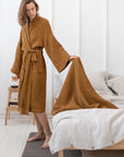 Amber linen waffle robe - Linen Couture