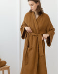 Amber linen waffle robe - Linen Couture