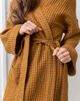 Amber linen waffle robe - Linen Couture