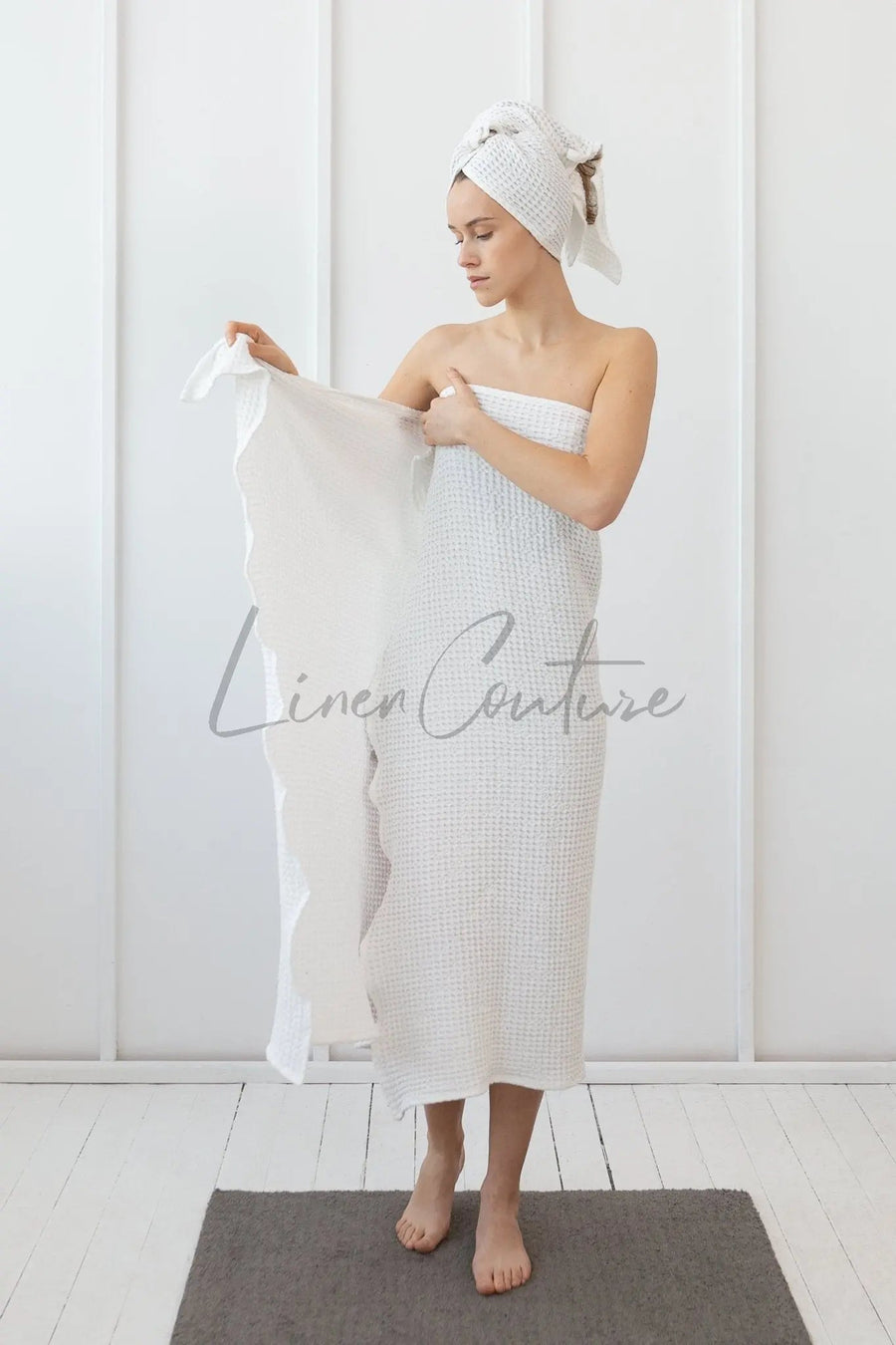 Amber waffle linen towel - Linen Couture