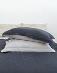 Asphalt and Light Grey double sided linen bedding set, two tones - Linen Couture