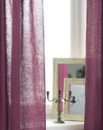 Asphalt Grey linen curtain with tabs - Linen Couture