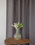 Asphalt Grey linen curtain with tabs - Linen Couture