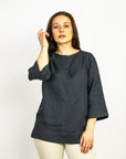 Asphalt Grey linen oversize top - Linen Couture