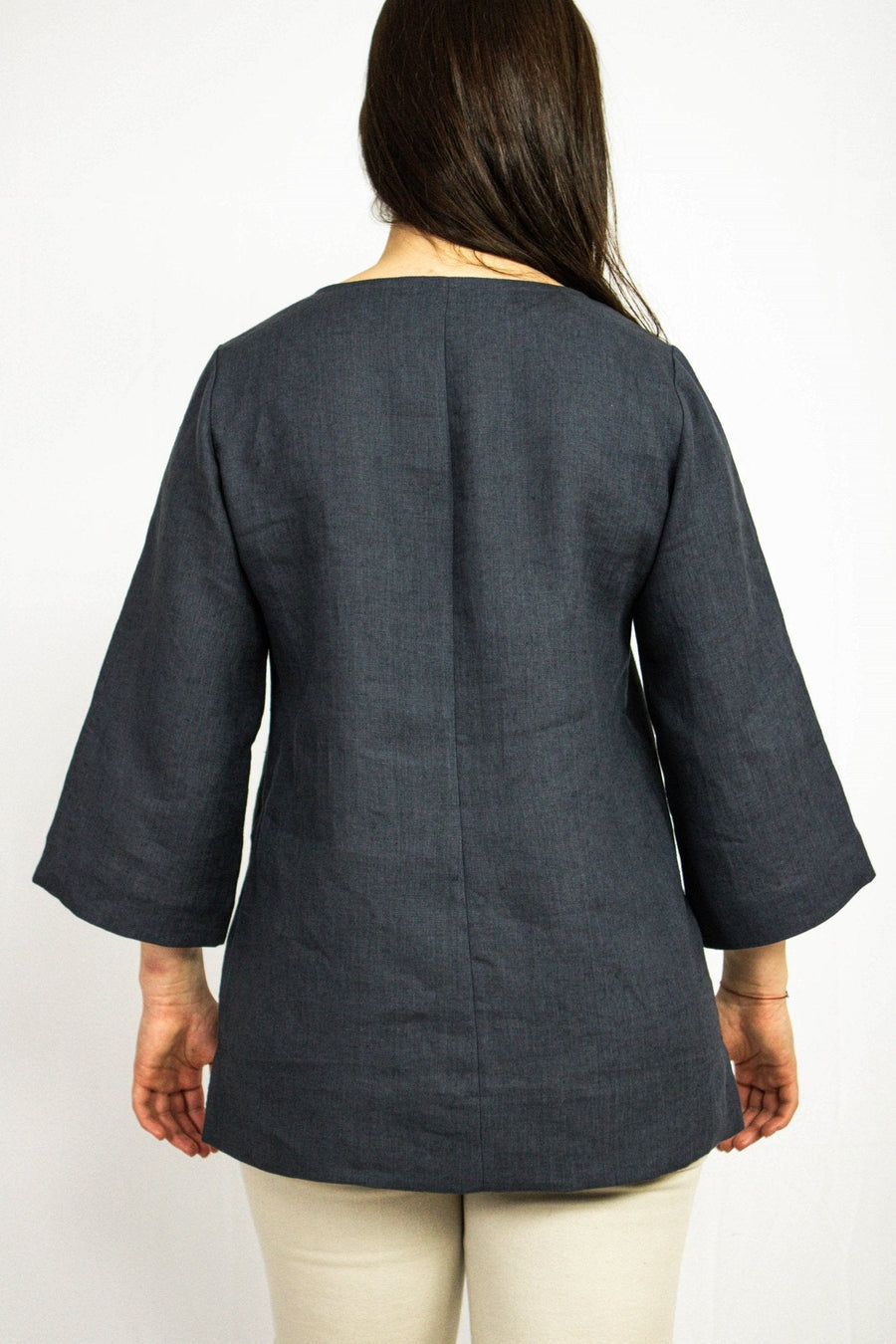 Asphalt Grey linen oversize top - Linen Couture