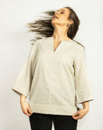 Asphalt Grey linen oversize top - Linen Couture