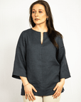 Asphalt Grey linen oversize top - Linen Couture