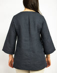 Asphalt Grey linen oversize top - Linen Couture