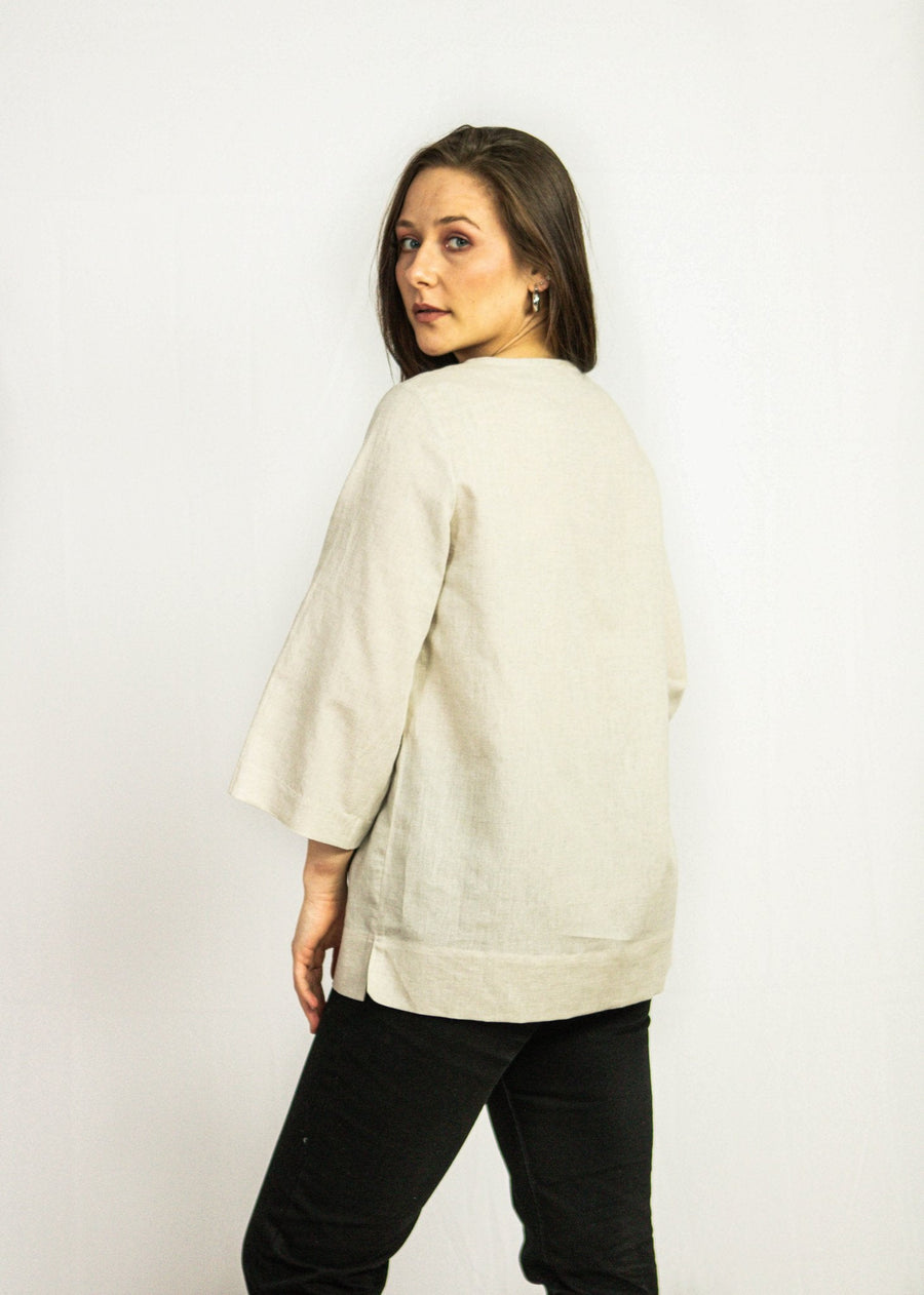 Asphalt Grey linen oversize top - Linen Couture