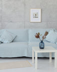 Baby Blue linen couch cover - Linen Couture